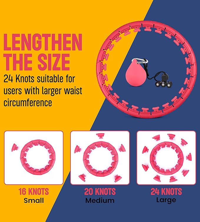 Smart Weighted Hula Hoop for Adults Weight Loss 24 Knots,