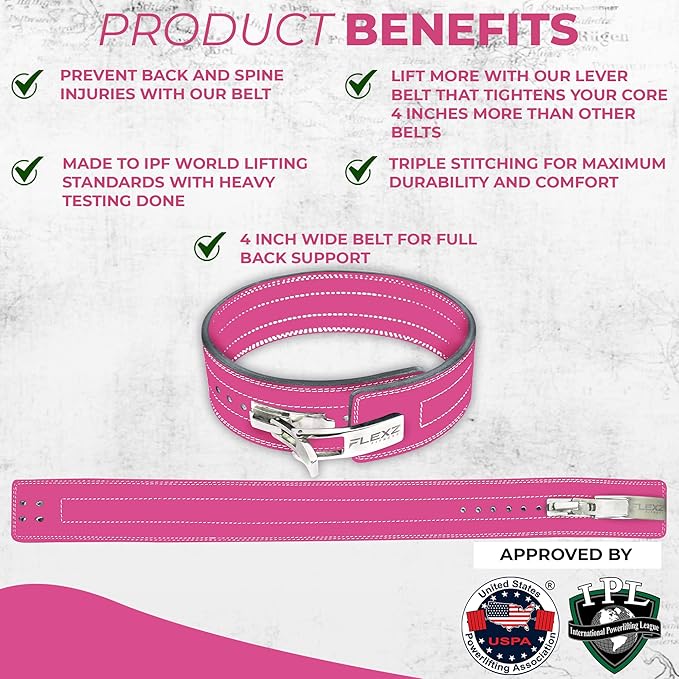 Flexz Fitness Lever Weight Lifting Belt Leather - 10MM 13MM 13MM Powerlifting
