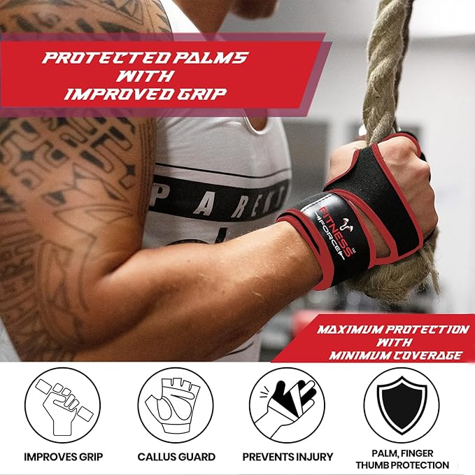 FITNESS FORCE Ventilated Gym Gloves for Men with Built-in Wrist Support for Workouts Weightlifting Gloves Workout Gloves for Women Exercise Fitness Gloves Perfect for Powerlifting, Cross Training