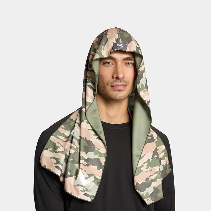 MISSION Cooling Hoodie Towel- Hood Towel, Evaporative Cool Technology, Cools Instantly When Wet, UPF 50 Sun Protection, Contours Your Head to Stay in Place, Great for Sports, Fitness, Gym