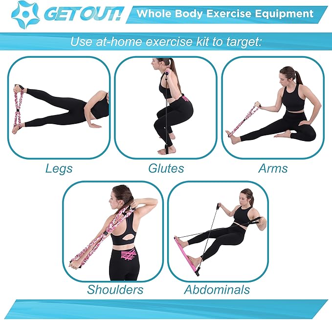 Get Out! Pilates Bar Kit with Resistance Band 8 Arm