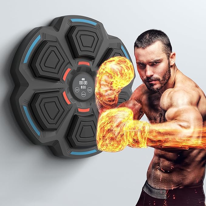 Smart Music Boxing Machine for Adults and Kids, Training Machine with LED Electronic Wall Mounted, Home Indoor Workout Equipment with Premium Boxing Gloves