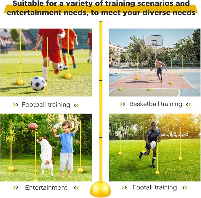 Jenaai 6 Sets Agility Poles with Base Coaching