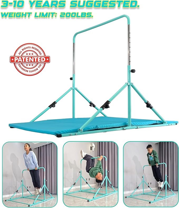 PreGymnastic Updated Folding Gymnastics Bar with Rings 3-10, Gymnastic