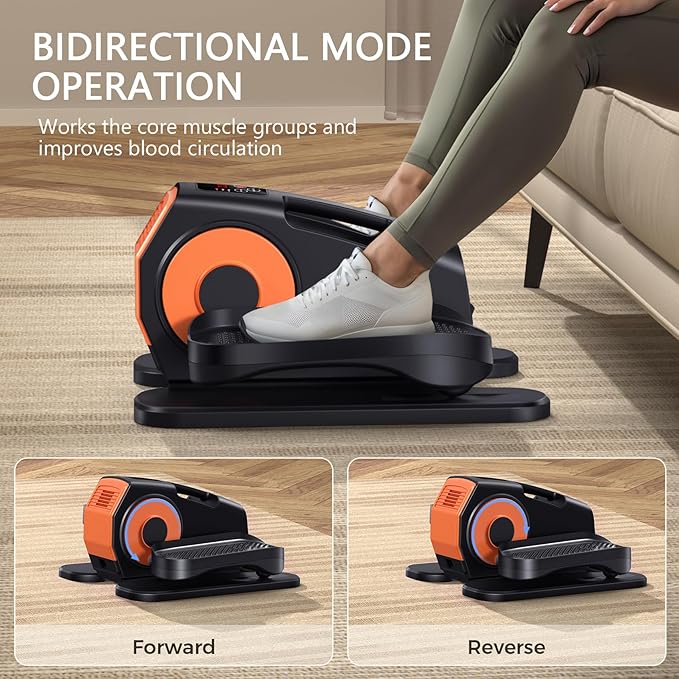 Under Desk Elliptical, Elliptical Leg Exerciser for Seniors, Home Portable Elliptical with Remote Control and 12 Adjustable Speeds, Electric Seated Pedal Exerciser, Fully Assembled