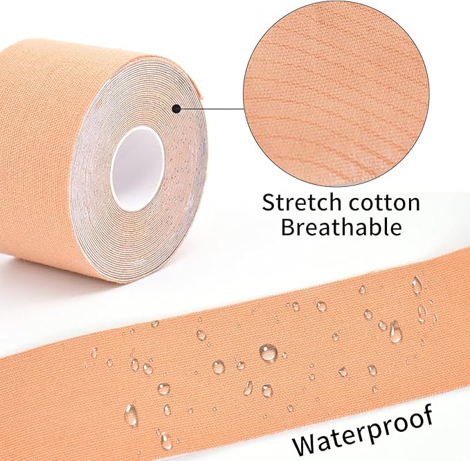 Kinesiology Tape 4 Rolls, Original Cotton Elastic Premium Athletic Tape,16.4 ft Uncut Tape,Hypoallergenic and Waterproof for Muscle Pain Relief and Joint Support