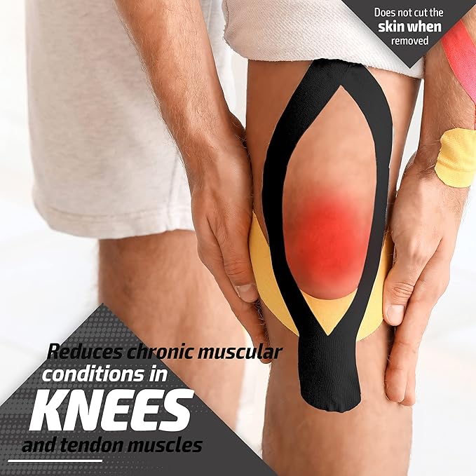 Physix Gear Cotton Kinesiology Tape Roll 16ft, Latex-Free Athletic Tape for Muscles/Joints, Waterproof Kinesiolgy, Stretchy Kinesiologytape, Gentle on Skin Kiniseaology Tape, Kinesology Tape