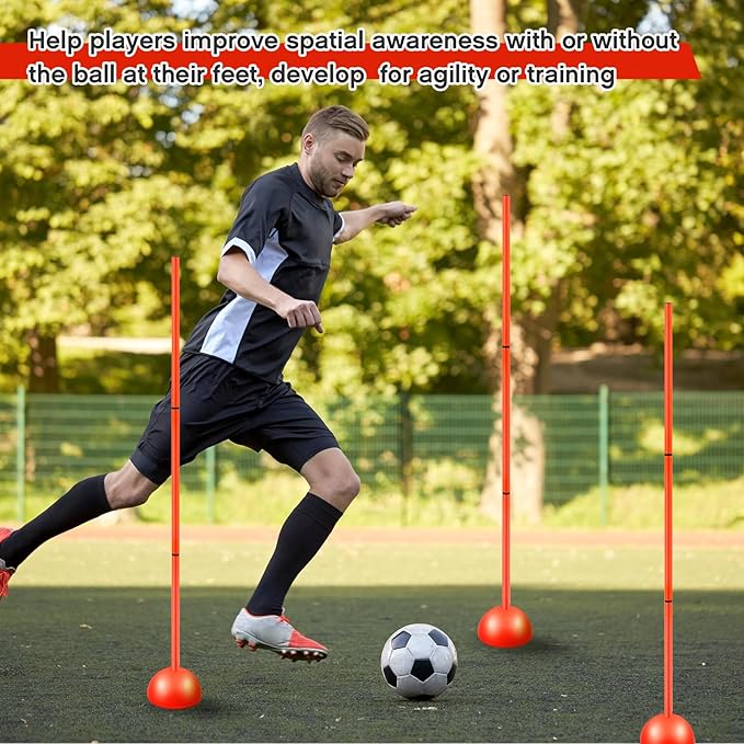 Jenaai 6 Sets Agility Poles with Base Coaching