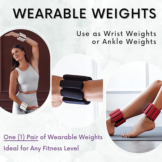 Polyfit Wrist & Ankle Weights - 1 Pair - Wearable Ankle Weights for Women and Men - Wearable Bracelet for Exercise, Yoga, Walking, Running, Dance, Barre, Pilates, Cardio, Aerobics