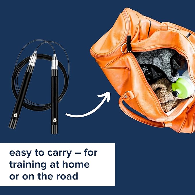 jump rope for cardio workout with ball bearings and adjustable length – fast speed rope for fitness excersize – skipping rope for cardio workouts – jump pack boxing jump rope skip ball