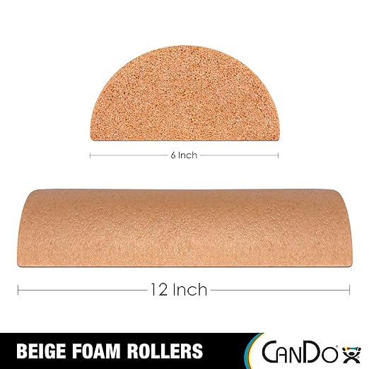 CanDo Beige PE Foam Rollers for Muscle Restoration 6" x 12" Half-Round