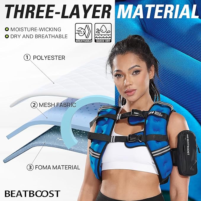 Weighted Vest for Women Men BeatBoost 5 10 15 20 25 30 lb Weight Vest with Ironsand for Walking Strength Training Running Workout