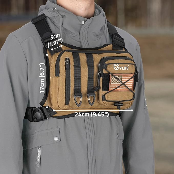 CVLIFE Outdoor Chest Bag for Men, Sports Chest Pack for Running, Lightweight EDC Bag with Extra Storage