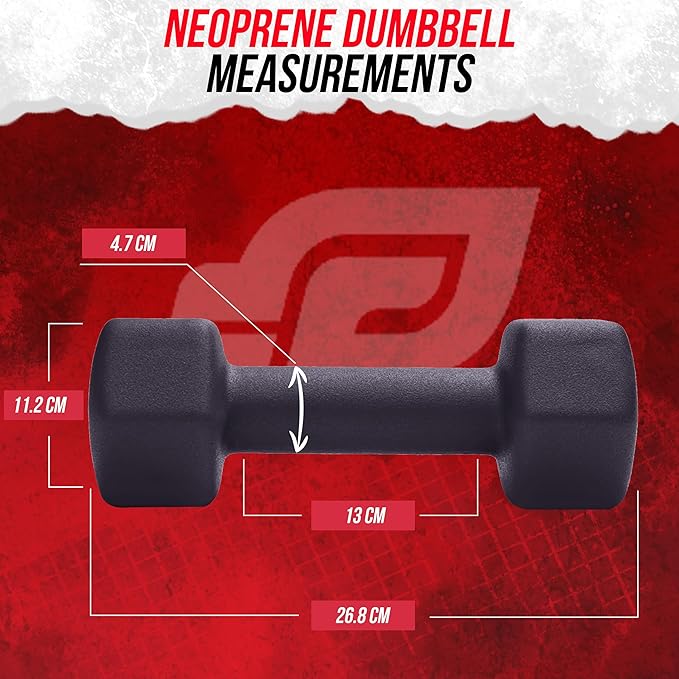 Neoprene Coated Workout Dumbbells set of 2 – Anti Roll, Non Slip with Smooth Grip Fitness & Exercise Dumbbells – Hexagon Shaped Hand Weights for Women & Men – Best Choice for Gyms & home use