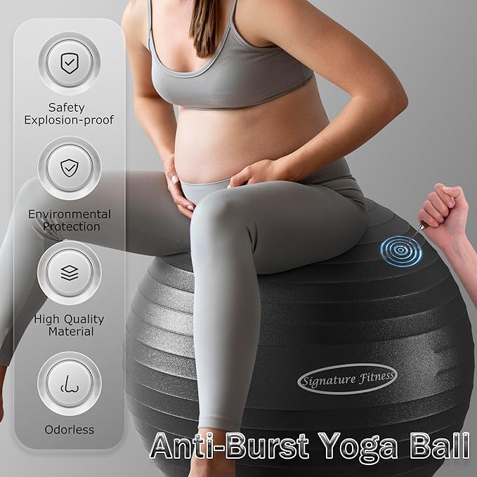 Anti-Burst and Slip Resistant Exercise Ball Yoga Ball 2,000-Pound Capacity,