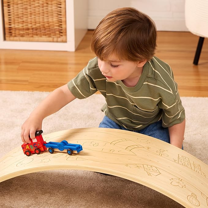 Battat Education – Kids Balance Board Wooden – Wood Balance Board Kids – Montessori Toy – Wooden Toys for Toddlers – 3 Years + – Wobble & Wonder