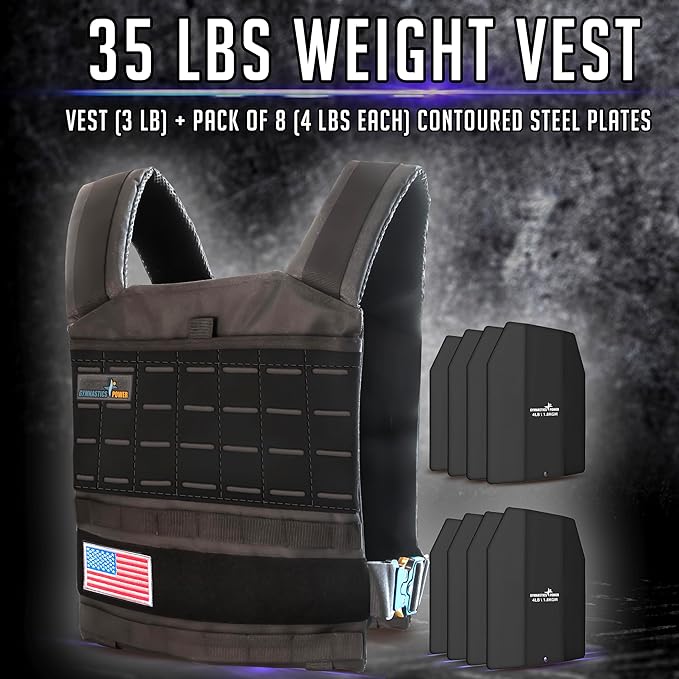 Weighted Vest 6lb, 10lb, 12lb, 25lb, 35lb, 45lb, 60lb Removable Iron Weights for Men and Women Workout for Calisthenics and Fitness Sport Training