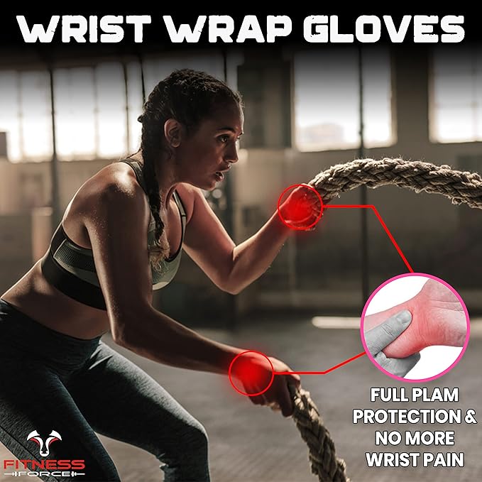 FITNESS FORCE Ventilated Gym Gloves for Men with Built-in Wrist Support for Workouts Weightlifting Gloves Workout Gloves for Women Exercise Fitness Gloves Perfect for Powerlifting, Cross Training