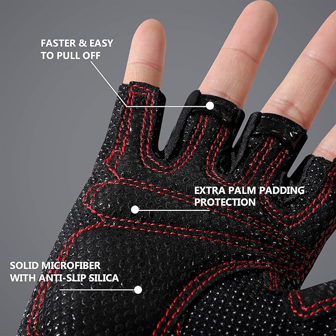 Workout Gloves for Women Men - Weight Lifting Gloves with Full Palm Protection & Extra Grip for Women Gym, Weightlifting, Weight Lift, Rowing, Exercise, Sport, Cycling