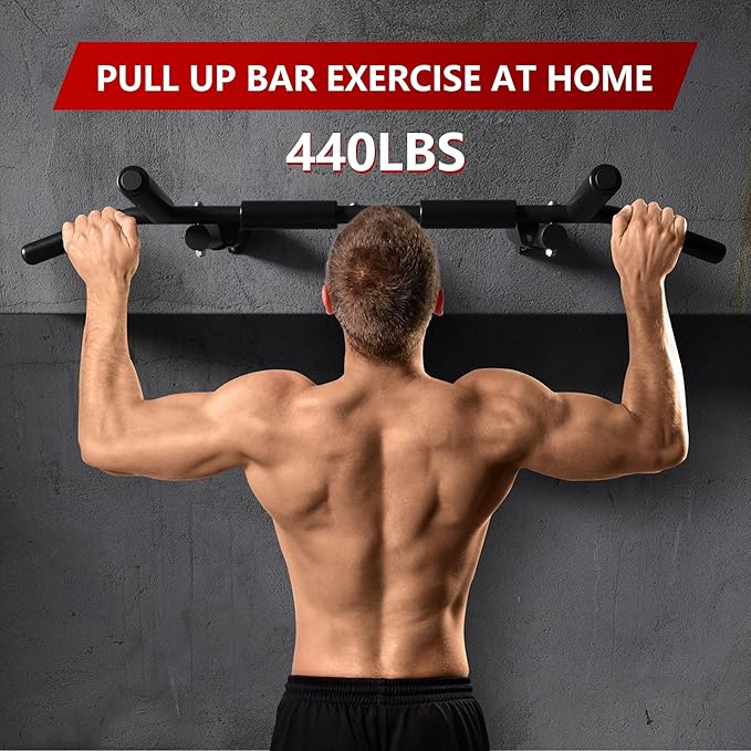 ONETWOFIT Wall Mounted Power Tower Pull Up Bar Station Workout Dip Station,Multi-Function Chin Up Bar Exercise Power Tower Set Training Equipment Support to 440Lbs