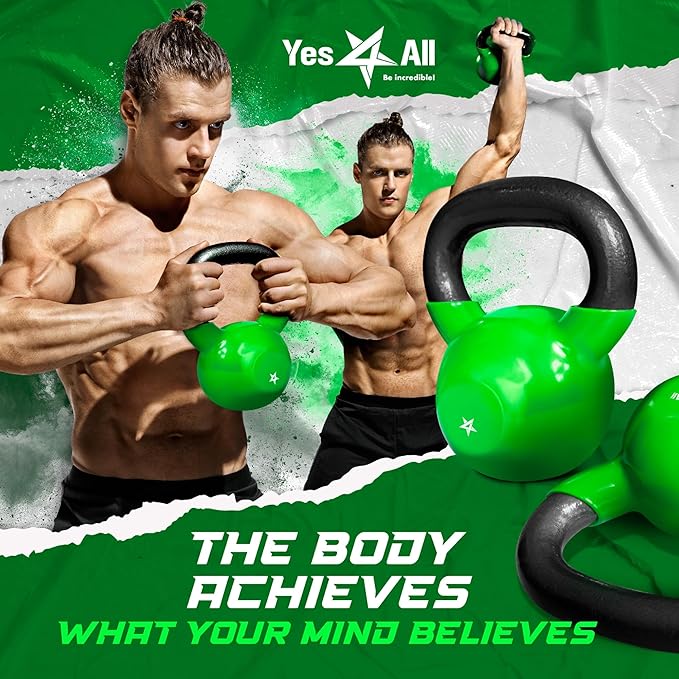 Yes4All 5-65lbs Kettlebells Vinyl Coated Cast Iron