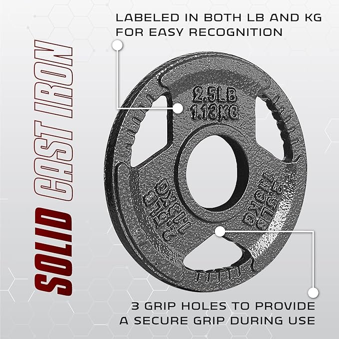 Yes4All Olympic Rubber Grip Plates for Barbell 2-Inch Weight