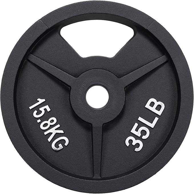 Signature Fitness Cast Iron Plate Weight Plate for Strength Training and Weightlifting, Olympic or Standard