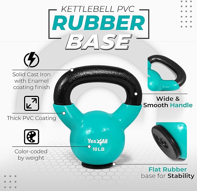 Yes4All Kettlebells Rubber Base (10-65 lbs)