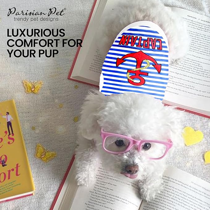Parisian Pet Unisex Dog Tshirt - Embroidered “ Captain “ Dog Shirt - Breathable and Lightweight Tank Top - Machine Washable Tee Shirts for Large Dogs - XL