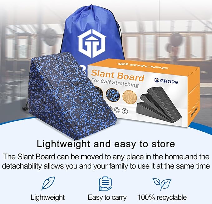 Slant Board Squat Wedge for Calf Stretching,3 Pcs 12" x 6.3" Foot Stretcher Balance Board for Plantar Fasciitis, Adjustable Foam Slant Board Wedge Great for Exercises
