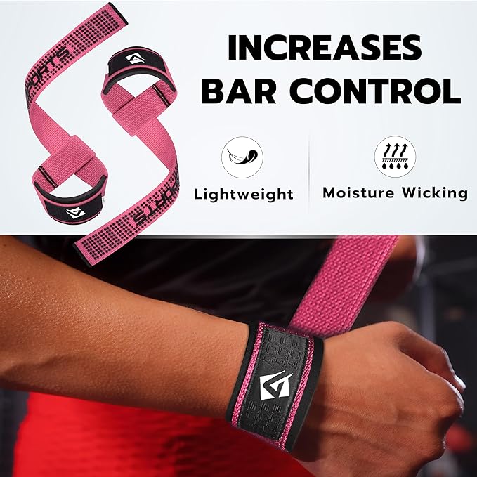Lifting Wrist Straps for Weightlifting, Powerlifting & Deadlifts – 23” Neoprene Padded Cotton Straps for Strength Training & Gym Workouts - Maximum Grip Support for Men & Women