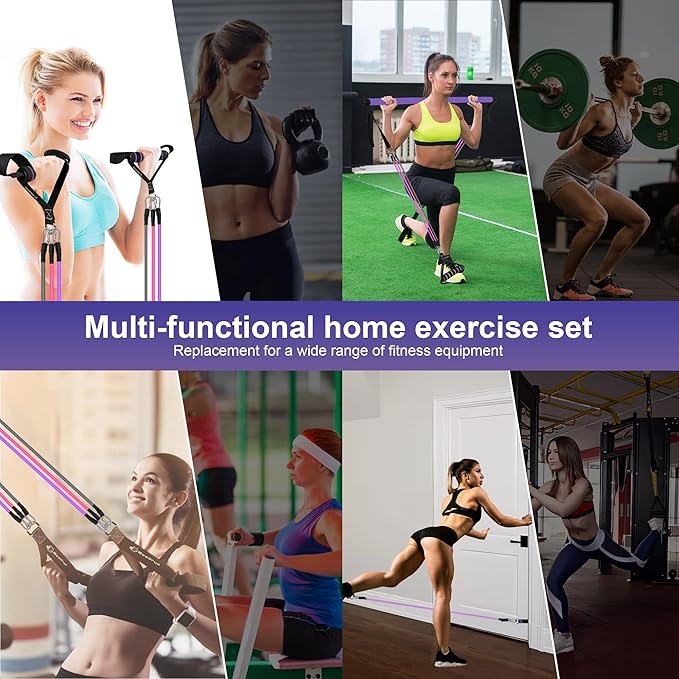 Portable Pilates Bar and Resistance Band Set