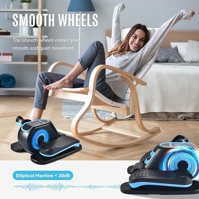 EILISON Under Desk Elliptical Machine, Electric Ellipse Leg Exerciser as Seen on TV with Resistance Band, Quiet Portable Elliptical Machine, Seated Pedal Exerciser with Remote Control