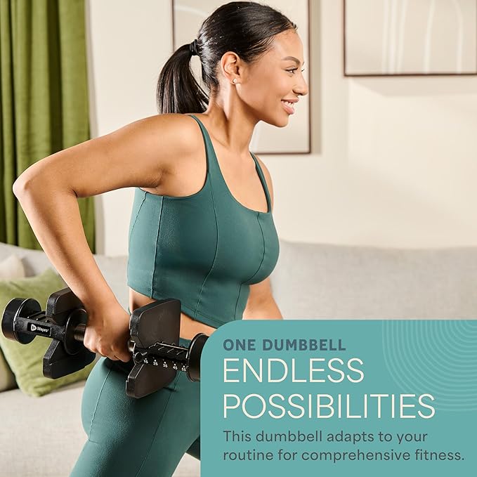 Lifepro Adjustable Dumbbells Set - 5in1-15lb 25lb 43lb weights Set & Single with Rack - Quick Adjust, Secure Grip - Compact Hand Weights for Men Women Home Gym