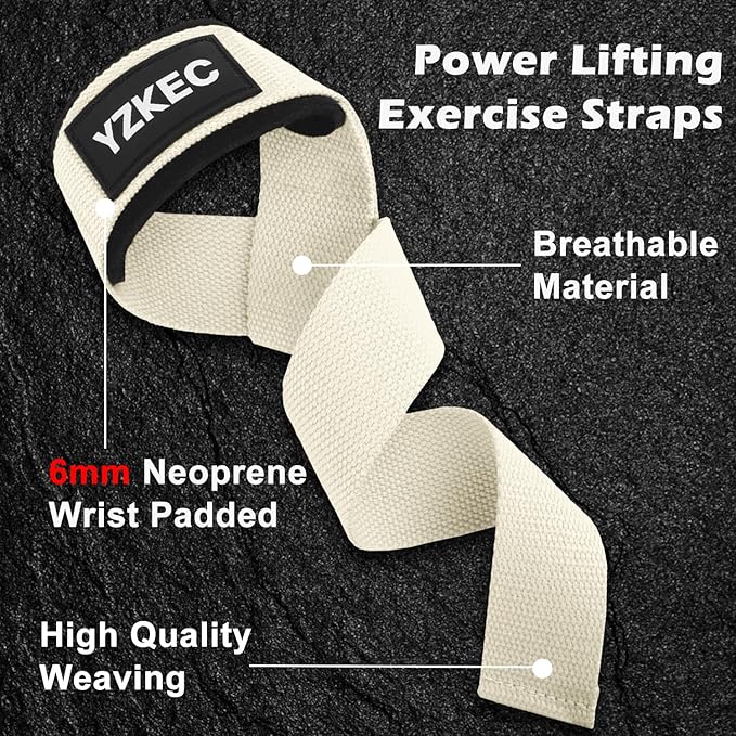 24" Cotton Weight Lifting Wrist Straps with Neoprene Cushioned Padded for Wrist Support and Protection,Weightlifting,Strength Training,Bodybuilding,Powerlifting,Dumbbell Workout,Men and Women (Pair)