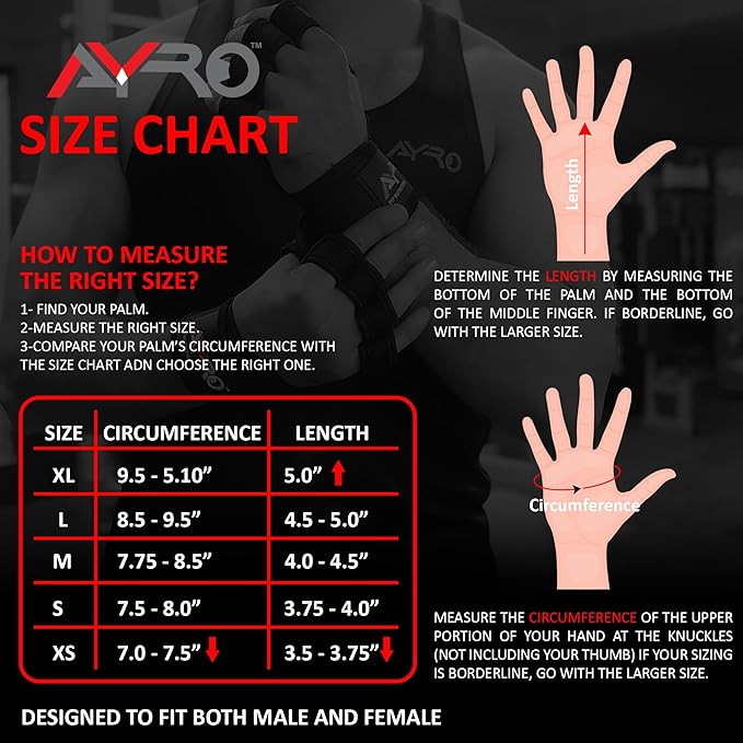 AYRO Ventilated Weightlifting Workout Gloves for Men & Women, Gym Gloves with Built-in Wrist Wraps for Men & Women-Best for Weightlifting, Gym Fitness, Hand Support & Cross Training
