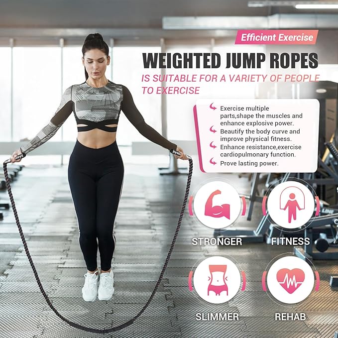 Weighted Jump Rope for Women 1.25LB Heavy 9.2FT Weight
