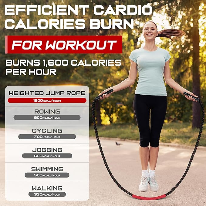 Jump Rope, 3lb 4lb 5lb Weighted Jump Rope 9.8ft Heavy