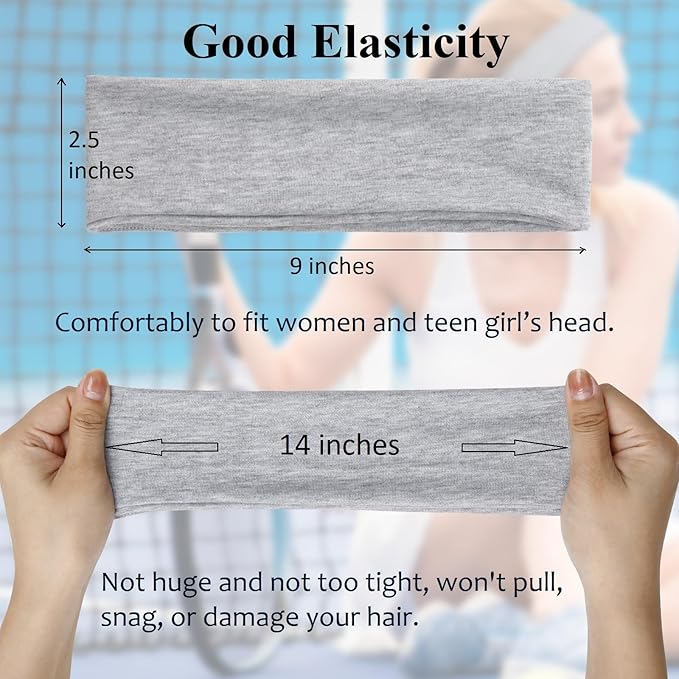 Tobeffect Headbands for Women Non Slip Trendy Womens Headbands 7PCS Elastic Hair Bands for Women's Hair Black Gray White Headbnd