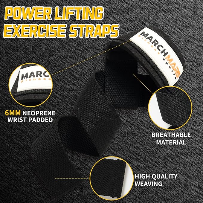 Lifting Straps, Gym Wrist Straps for Weightlifting, Neoprene Padded Cotton Weightlifting Strap for Bodybuilding, Powerlifting, Deadlifting and Strength Training - Men & Women