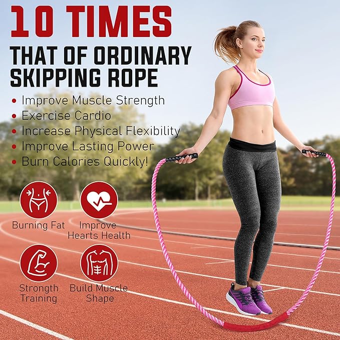Jump Rope, 3lb 4lb 5lb Weighted Jump Rope 9.8ft Heavy