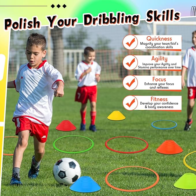 Syhood 30 Pcs Agility Soccer Cones and Speed 15 Pcs 15 Pcs