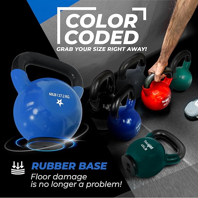 Yes4All Kettlebells Rubber Base (10-65 lbs)