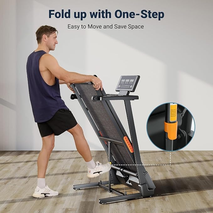 THERUN Treadmill with Incline, 3.0 HP Foldable Treadmills for Home, Brushless Motor Auto Incline Treadmill, 12 Level Adjustable, 300 LBS Capacity, Quiet Running