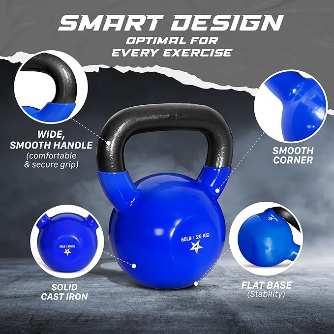 Yes4All 5-65lbs Kettlebells Vinyl Coated Cast Iron