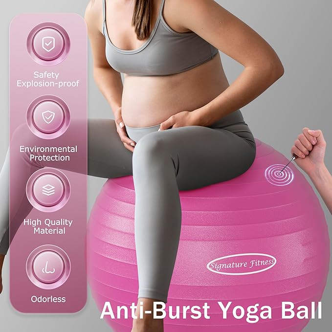 Anti-Burst and Slip Resistant Exercise Ball Yoga Ball 2,000-Pound Capacity,