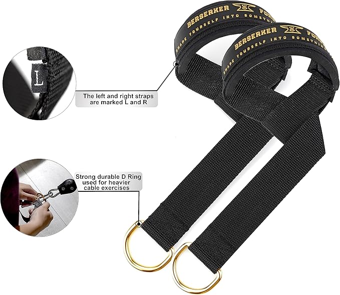 Weightlifting Wrist Straps with Superior Wrist Support Used for Deadlifting, Bodybuilding, Powerlifting and Newly Designed D-Rings for a Cable Gym Workout! Weight Lifting Straps