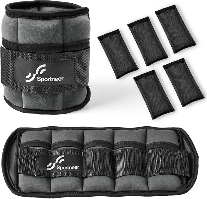 Sportneer Adjustable Ankle Weights 1 Pair 2 4 6 8 8 10 10 Lbs Jogging,1-5 lbs 1 Pair 2-10 lbs