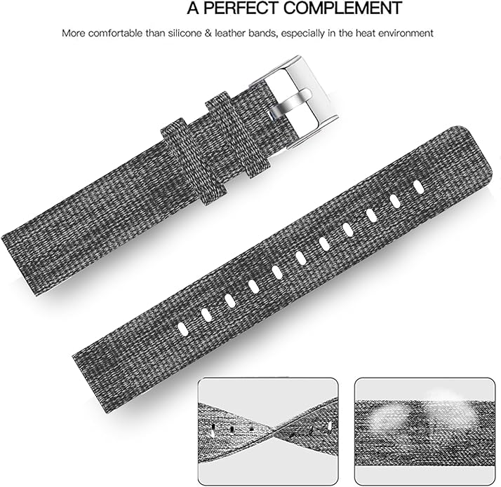 Compatible with Sanorum Smart Watches Band, 20mm, 22mm Breathable Nylon Woven Fabric Replacement Strap Compatible for HaSaKei G53, Sanorum G53, G56 Smart Watches