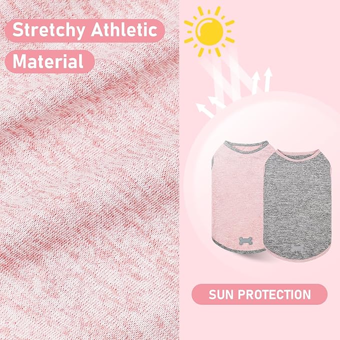 KYEESE 2Pack Dog Shirts with Reflective Label Sun Protection Quick Dry Soft Tank Top Stretchy Sleeveless Lightweight Dog Clothes, XX-Large